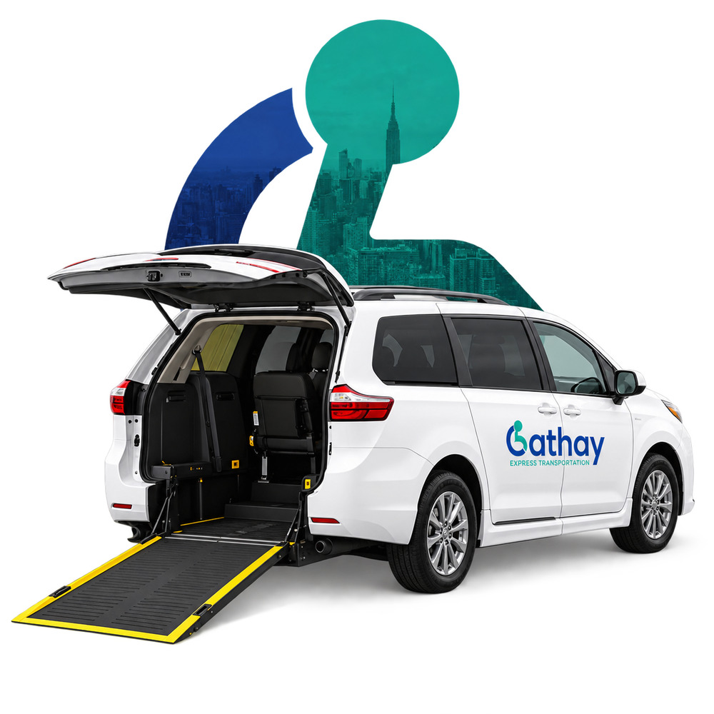 Cathay Express Toyota Sienna with an open rear hatch and rear-entry wheelchair ramp