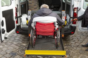 Using lift to get wheelchair into van